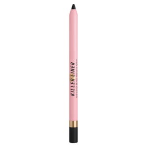 A pink cosmetic pencil labeled \“KILLER LINER\“ by Too Faced, with a black tip at one end and golden accents.