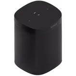 A Sonos smart speaker in black with touch controls on top, designed for high-quality sound and wireless streaming.