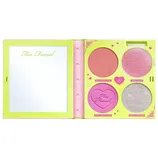 Too Faced makeup palette featuring four shades: \“Head in the Clouds,\“ \“Candy Clouds,\“ \“Super Candy Clouds,\“ and \“Happily Ever After,\“ with a built-in mirror.