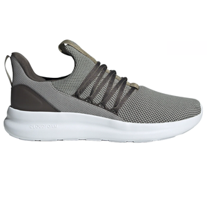 Adidas Lite Racer Adapt 7.0 Shoes feature a sleek, slip-on design with a gray mesh upper, dark brown accents, and elastic bungee laces on a white Cloudfoam sole for comfort.