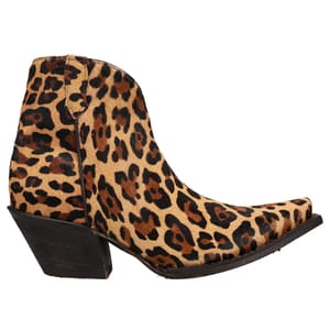 Tony Lama Leopard Boots feature a bold leopard print with a pointed toe and angled heel, offering a stylish and eye-catching design. The boots combine a western flair with a trendy animal print pattern.