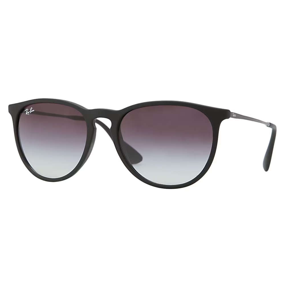 Black Ray-Ban sunglasses with round frames and gradient lenses.