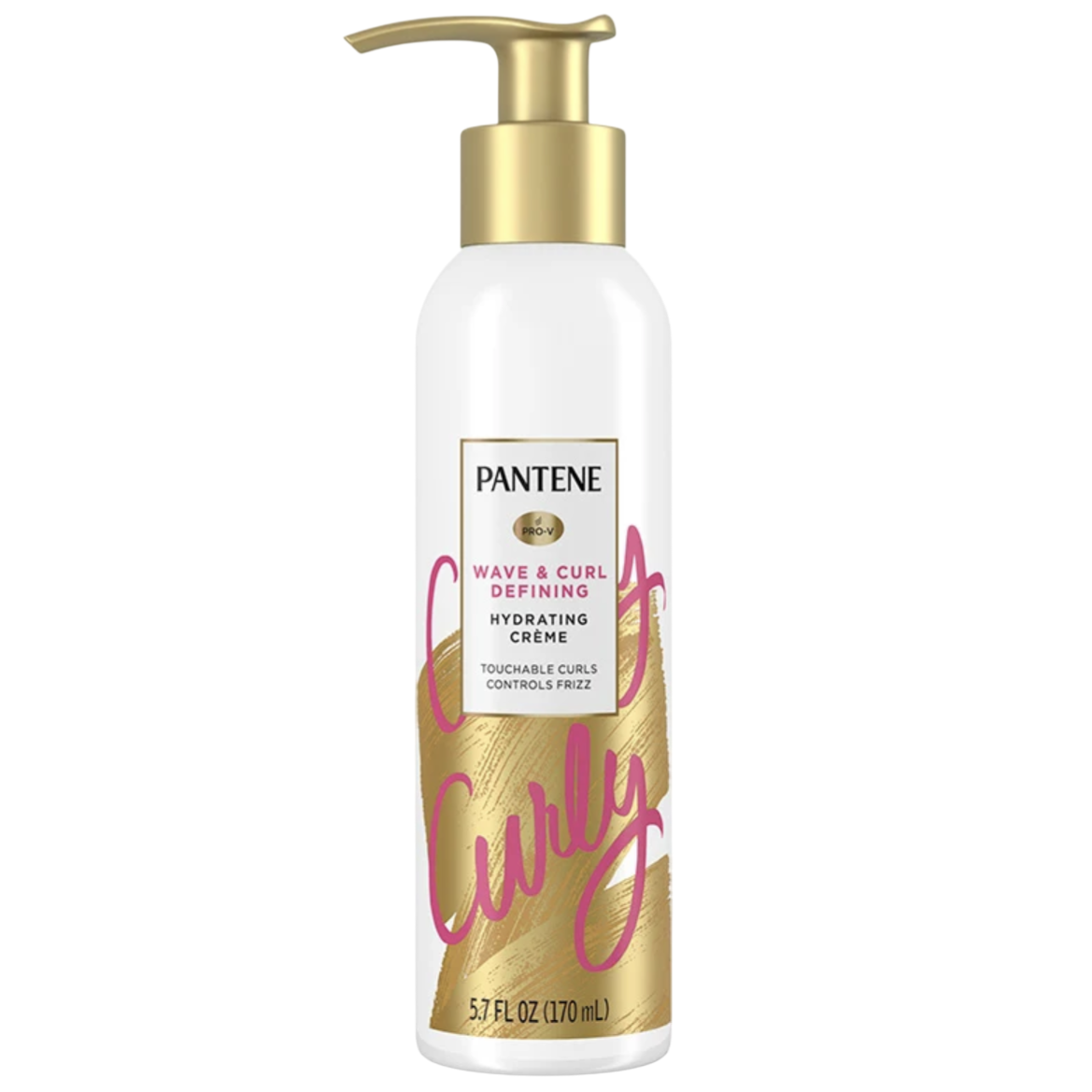 Pantene Pro-V Wave & Curl Defining Hydrating Crème, 5.7 fl oz (170 mL), for touchable curls and frizz control.