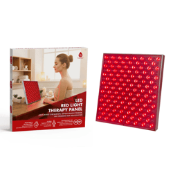 LED Red Light Therapy Panel with packaging, designed to boost circulation, relieve muscle tension, and promote skin rejuvenation.