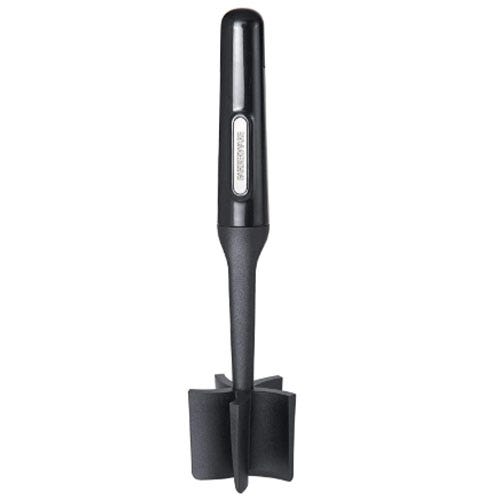 A black utensil used for chopping meat.