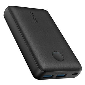 A 2-pack of Anker PowerCore 20000mAh power banks in black, featuring dual USB ports for output, a micro USB input for charging, and an LED power indicator.