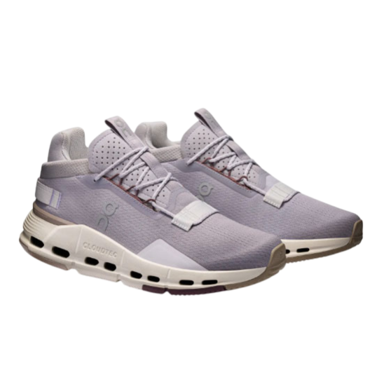 Light purple sneakers with a perforated upper, branded with small logos, featuring a CloudTec cushioned sole for enhanced comfort and performance.