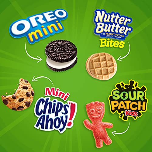 A variety pack with Oreo Mini, Nutter Butter Bites, Mini Chips Ahoy!, and Sour Patch Kids.