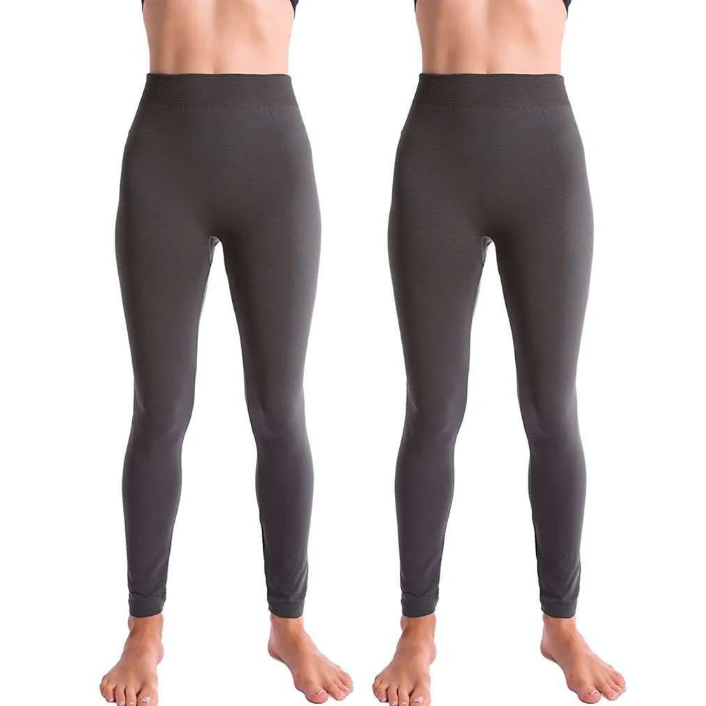 2pk Mossimo Fleece-Lined Leggings feature a high-waisted design in dark gray, providing warmth with their fleece lining. The set includes two identical pairs, ideal for comfortable wear during cooler weather.