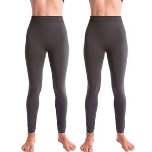2pk Mossimo Fleece-Lined Leggings feature a high-waisted design in dark gray, providing warmth with their fleece lining. The set includes two identical pairs, ideal for comfortable wear during cooler weather.