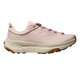 Light pink HOKA running shoe with a Vibram sole, featuring a cushioned midsole and lace-up closure.