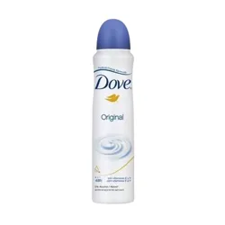 Dove Original deodorant spray with a 48-hour protection formula, enriched with vitamins E and F, and contains 0% alcohol.