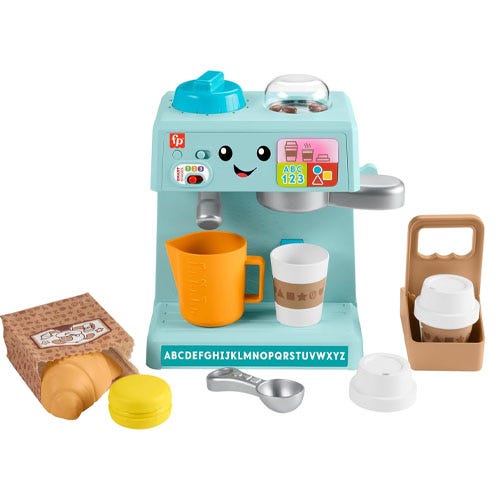 a blue toy cafe playset for kids