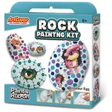 ArtLover Rock Painting Kit for ages 6+ features dinosaur egg designs with paint and rub-on transfers.