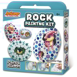 ArtLover Rock Painting Kit for ages 6+ features dinosaur egg designs with paint and rub-on transfers.