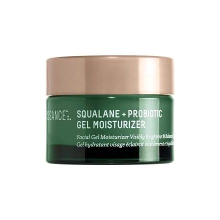 A jar of Squalane + Probiotic Gel Moisturizer for facial skincare.