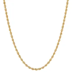 Gold rope chain necklace with a twisted design.
