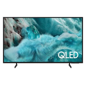 Samsung 55\“ Q7 QLED 4K Smart TV features a vibrant blue-toned display with a sleek frame. It offers QLED technology for enhanced color and detail.