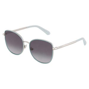 Kate Spade Butterfly Sunglasses feature a sleek, metal frame with light blue accents and large, rounded lenses that provide a stylish, oversized look. The thin temples and gradient tinted lenses complete the elegant design.