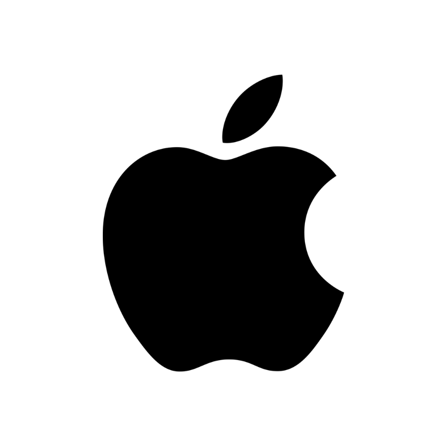 The image shows the Apple Inc. logo, which is a monochrome apple with a bite taken out on the right side.