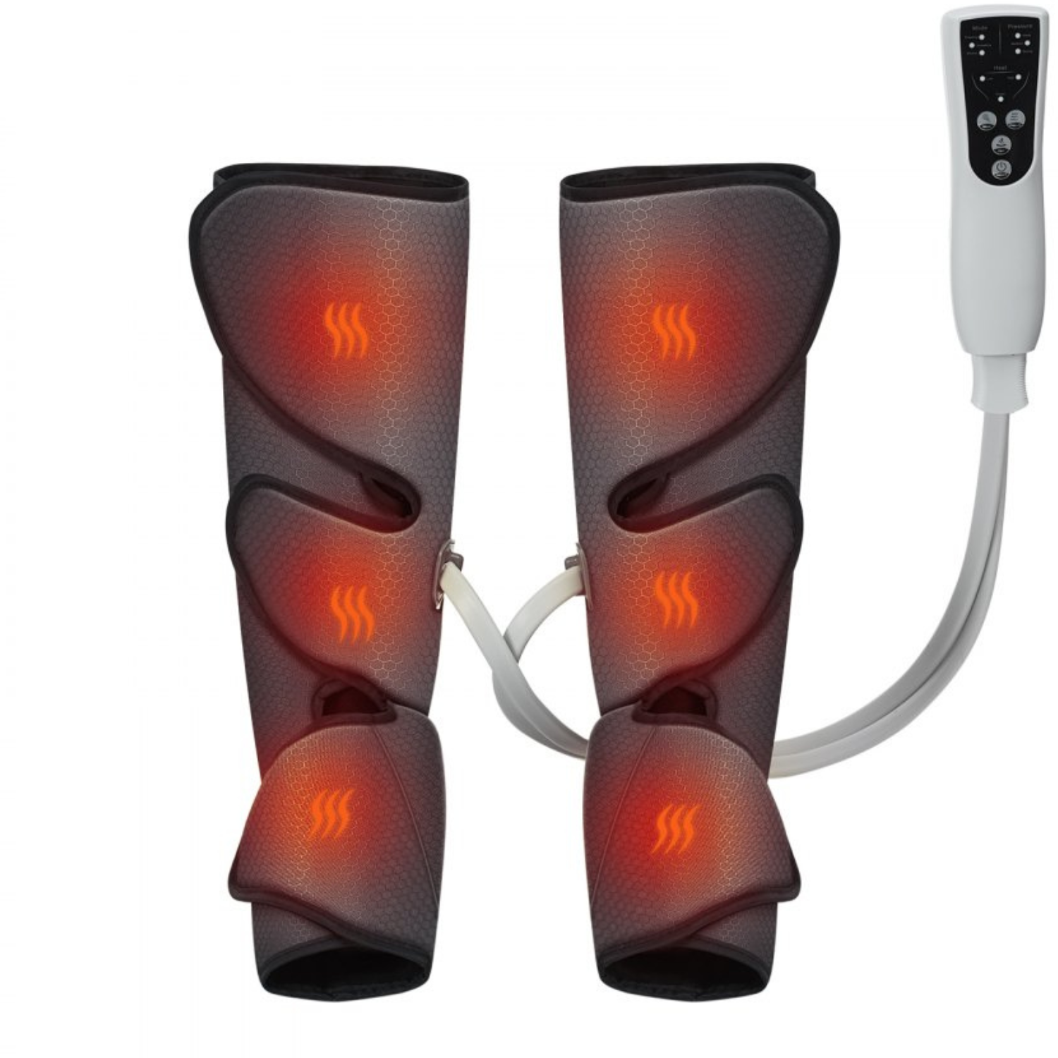 VEVOR Leg Massager with adjustable wraps, heating function, and handheld remote control for customized leg and foot massage therapy.