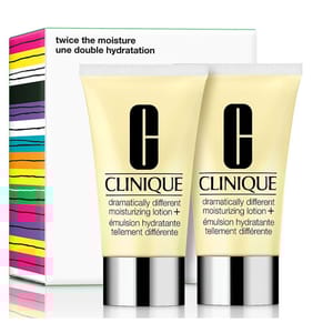 Two tubes of Clinique Dramatically Different Moisturizing Lotion+ with packaging.