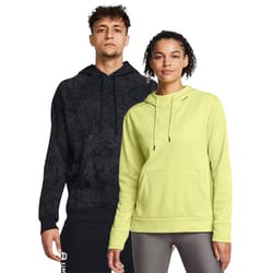 Two people wearing casual hoodies: one in black with a subtle pattern, and the other in light green, both styled for a relaxed fit.