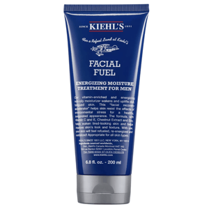 Kiehl's Facial Fuel Energizing Moisture Treatment for Men is a 6.8 fl oz (200 ml) non-oily moisturizer with Vitamin C, E, Chestnut Extract, and Soy to revitalize and improve skin’s texture for all skin types.
