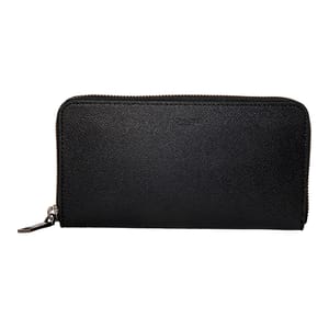 Black leather zippered wallet.