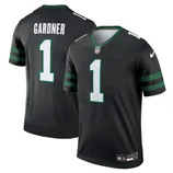 Black Nike NFL jersey with \“GARDNER\“ and number 1 on the back, featuring green stripes on the sleeves and the NFL logo on the front.