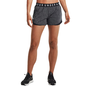 Black athletic shorts with a branded elastic waistband, worn alongside black athletic shoes.