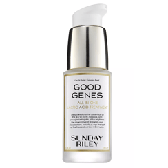 Sunday Riley Good Genes All-In-One Lactic Acid Treatment, 1 fl oz (30 mL). It exfoliates and clarifies the skin, reducing the appearance of fine lines and discoloration.