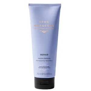 Grow Gorgeous Repair Rescue Shampoo is designed to restore and strengthen hair, offering suppleness and revitalization. The bottle contains 250 ml (8.4 US fl oz).