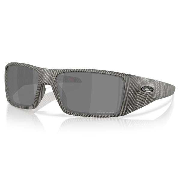 Rectangular sunglasses with a textured, striped pattern on the frame and gray tinted lenses.