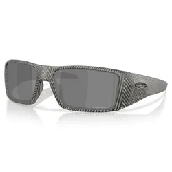 Rectangular sunglasses with a textured, striped pattern on the frame and gray tinted lenses.