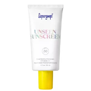 Supergoop! Unseen Sunscreen, SPF 50 PA++++, broad spectrum, water and sweat resistant for 40 minutes, 1.7 fl oz (50 mL) tube.