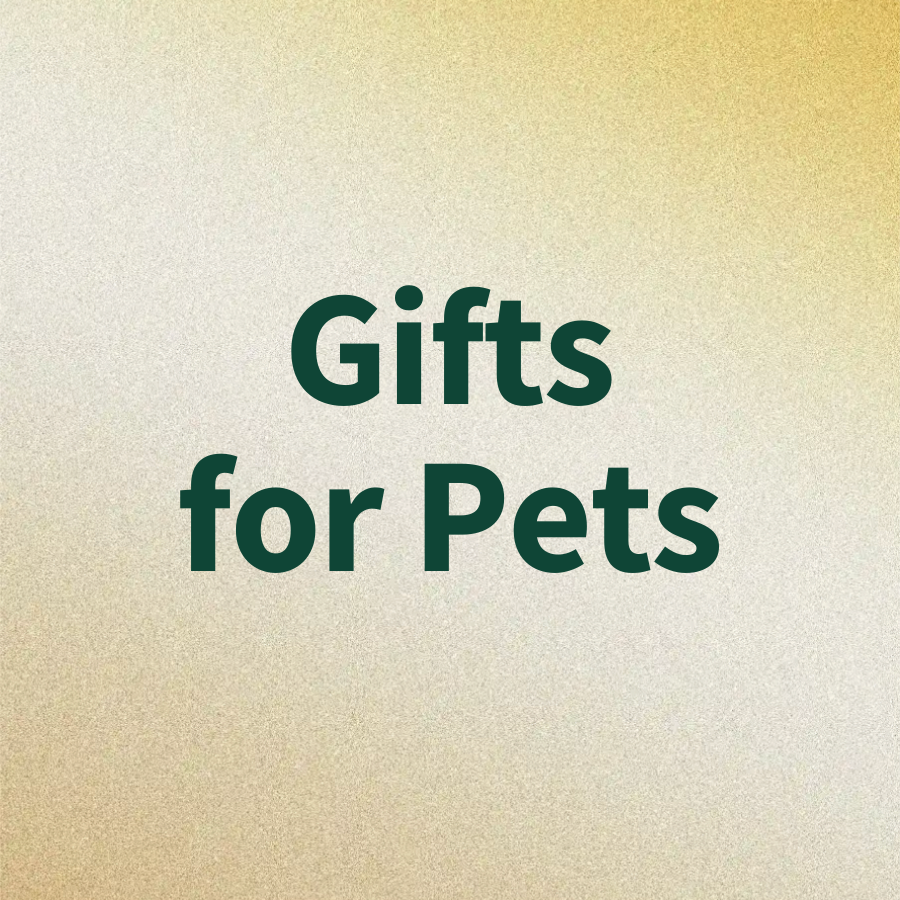Text saying \“Gifts for Pets\“ on a gradient background.