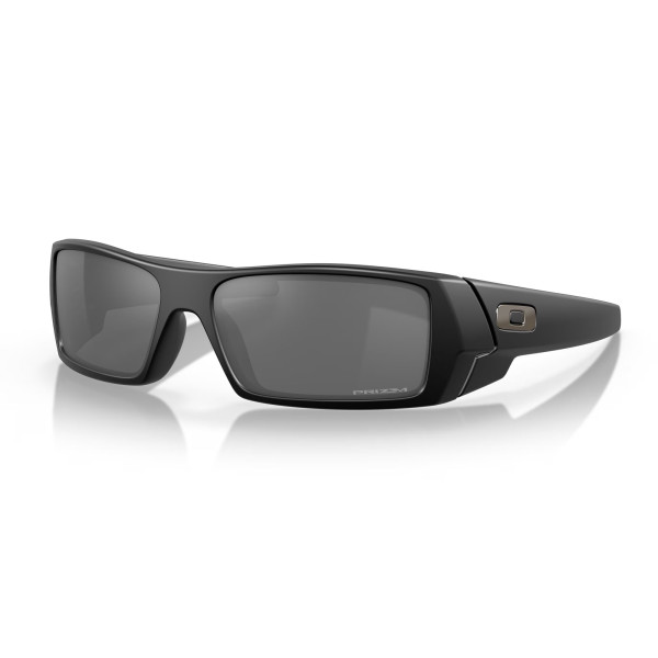 Oakley Gascan sunglasses feature a rectangular wrap-around frame with black lenses and prominent arm detailing, offering a sporty and modern design.