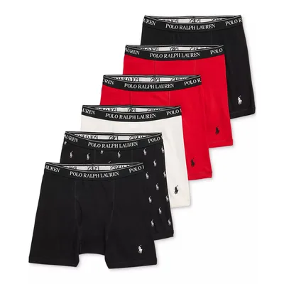 A set of Polo Ralph Lauren boxer briefs in various colors, featuring a branded waistband and logo detailing.
