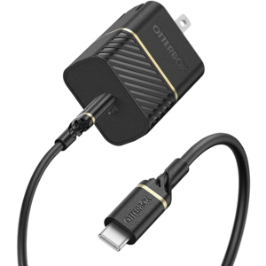A 20W OtterBox USB-C wall charger with a matching USB-C cable, designed for charging compatible devices.
