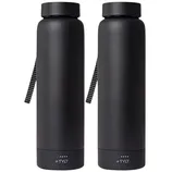 Two black insulated bottles with a digital display and a striped carrying strap, branded with \“TYLT\“ at the base.