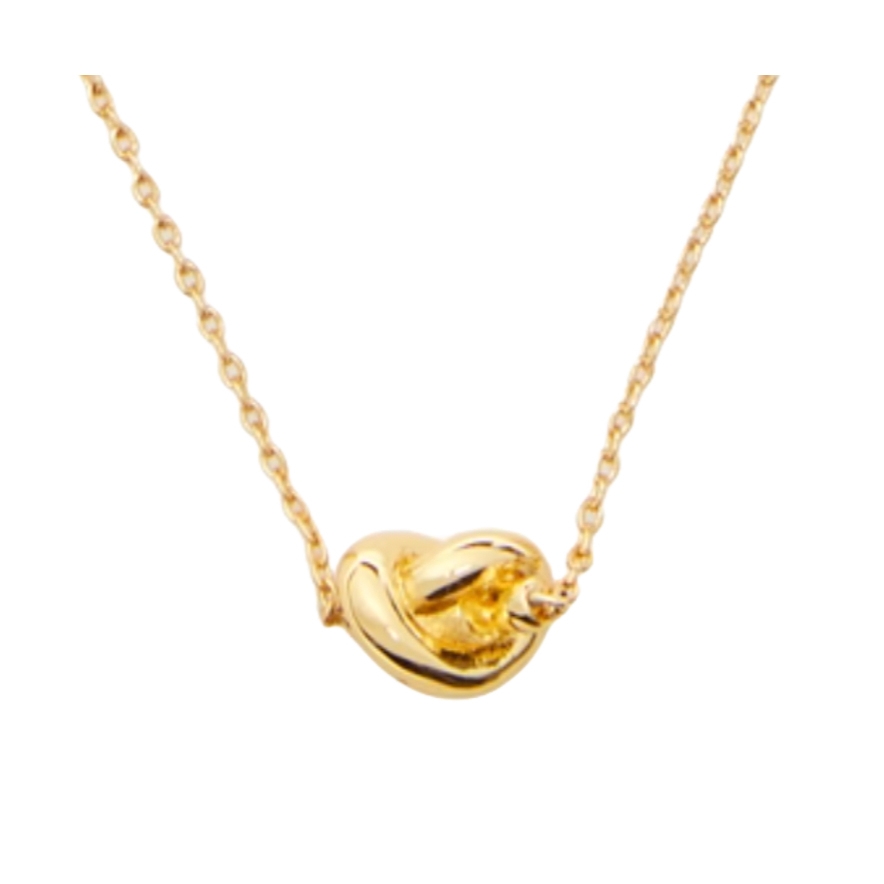 A gold-tone necklace featuring a delicate chain with a mini knot pendant at its center, offering a minimalist and elegant look.