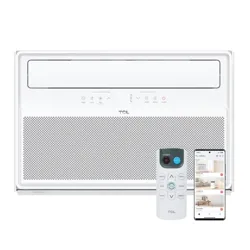TCL window air conditioner with 6,000 BTU, WiFi controls, remote, and smartphone app integration.