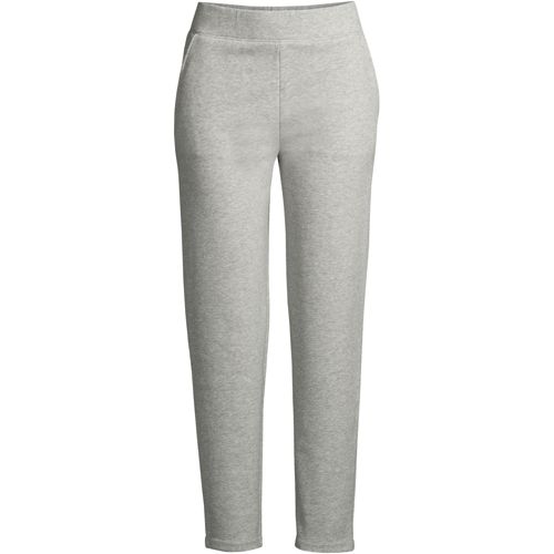 Gray ankle-length sweatpants with a smooth waistband.