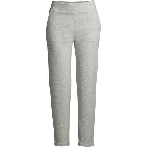 Gray ankle-length sweatpants with a smooth waistband.