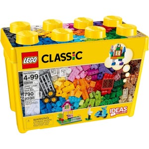 LEGO Classic Large Creative Brick Box, set 10698, for ages 4-99, includes 790 pieces in various colors.