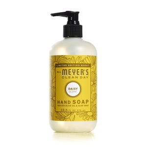 Mrs. Meyer's Clean Day hand soap, limited edition Daisy scent, made with olive oil and aloe vera, 12.5 fl oz (370 mL).