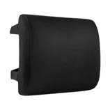 Black lumbar support pillow with dimensions: 13\“ x 12.6\“ x 4\“.