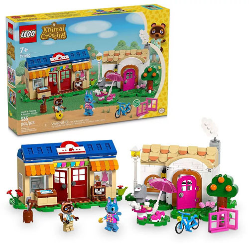 LEGO Animal Crossing set featuring a buildable scene with characters and structures from the game, containing 535 pieces suitable for ages 7 and up.