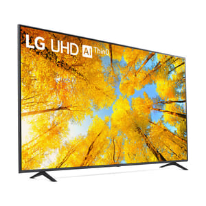 LG 70\“ 4K Smart TV with UHD resolution and AI ThinQ technology, featuring a slim design with narrow bezels and support for vibrant visuals.